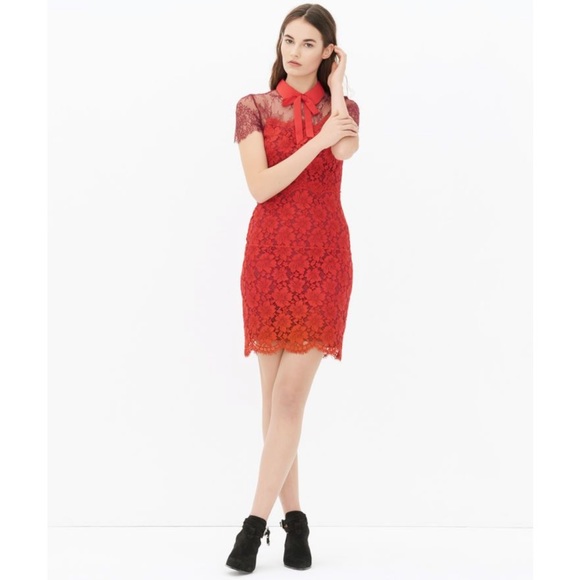 Sandro red lace dress Clearance
